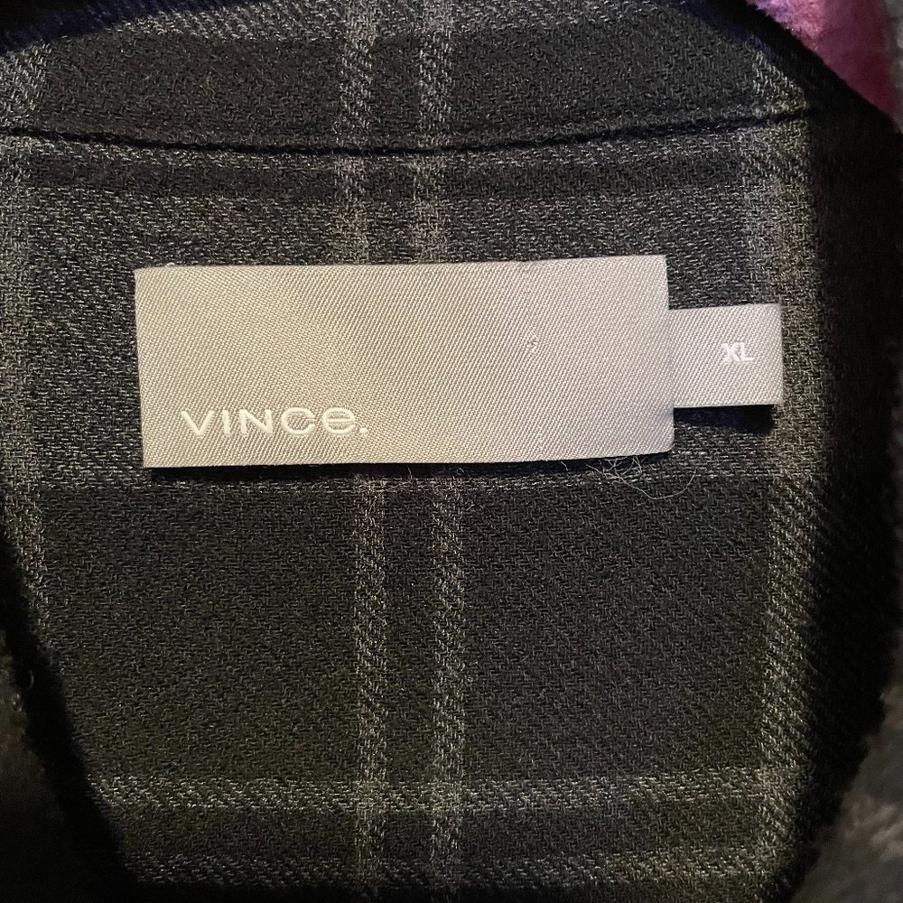 Sold! Vince gorgeous XL black/gray plaid button down.